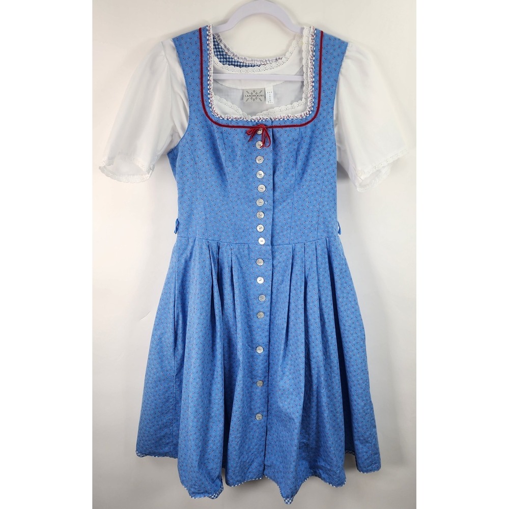 Landhaus Dress Women's 6 German Oktoberfest Cottagecore Dirndl Blue
